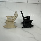 Vintage CAST IRON ROCKING CHAIR Salt & Pepper Shakers Black & White — photo 3
