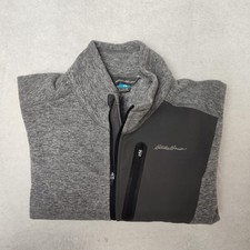 Eddie Bauer Sweatshirt Mens M Gray 1/4 Zip Pullover Fleece Pockets First Ascent