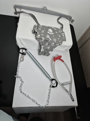 Jolly Jumper Doorway Baby Jumper Gray White Red Animal Print for Infant OPEN BOX