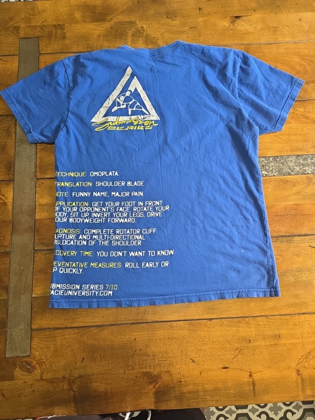Gracie University Submission Series 7 Omoplata T Shirt Mens Medium Blue BJJ MMA image 10