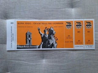 Alte Eintrittskarte Olympia 1960 in Rom Eröffnungsfeier 25.August 1960