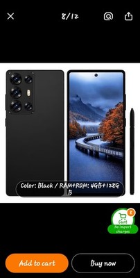 Black NOTE Smartphone 6.7in 8GB RAM/256B Storage BIOMETRICS Cheapest Note Around