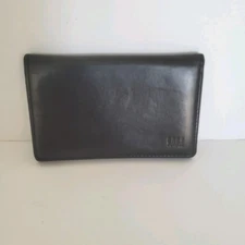 DAKS London Logo Soft Leather Card Wallet Bifold Black Designer Small Quality 