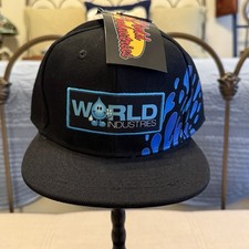 World Industries Graphic Snapback Hat Adjustable One Size Black Blue Water Drops