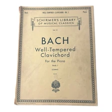 Vintage Bach Well-Tempered Clavichord Book I Schirmer Vol 13 Piano Czerny Edit