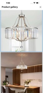 Modern Crystal Chandelier Brushed Nickel, Round Pendant Lighting Fixtures, 
