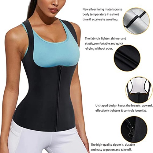 Top With Zip Weight Loss Sauna Shirt Sport Vest Workout Shirt Sweat Corset - Picture 6 of 10