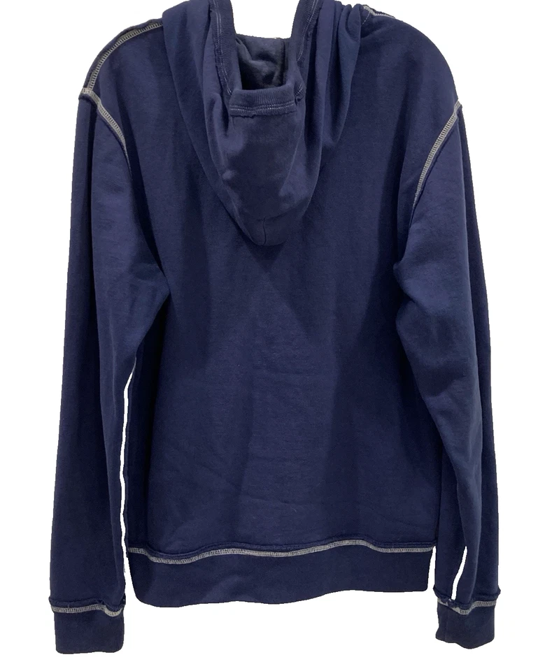 Moletom com capuz True Religion masculino L azul marinho zíper completo logotipo ortográfico Buda - Imagem 2 de 4