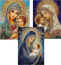 5D Diamond Art Kits for Adults Beginners, 3 Pack Virgin Mary Diamond Painting