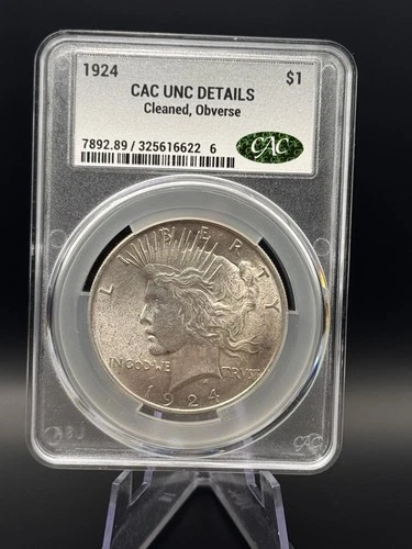 1924 Peace Dollar CAC UNC Details – Powerful Eye Appeal, Classic Silver!