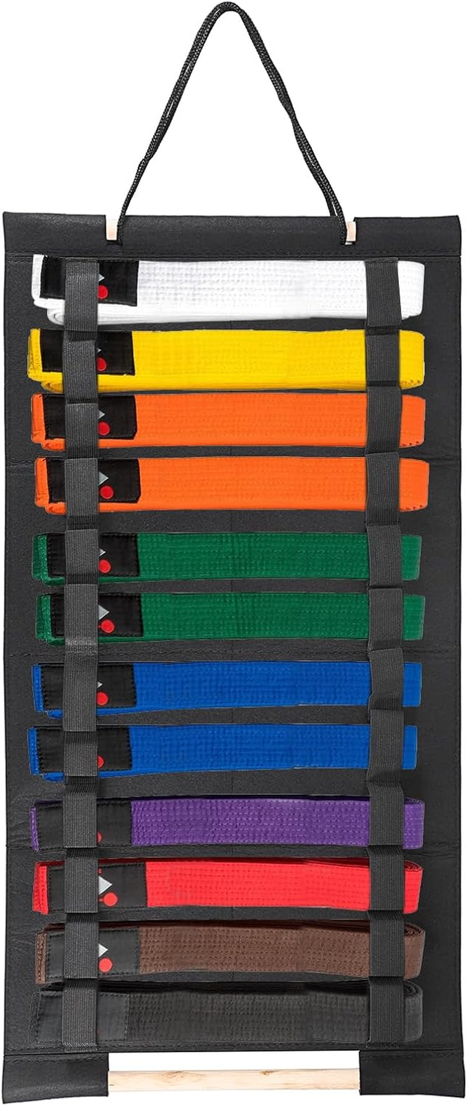 12 Belts Martial Arts Belt Holder, Black Karate Taekwondo Belt Organizer Wall Ha
