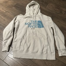 The North Face Women s Size Medium White Hoodie Sweatshirt With Blue Lettering