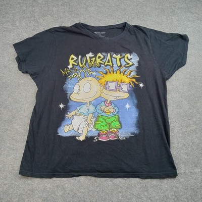 Rugrats Shirt Mens 2XL Black Nickelodeon 90s Cartoon Tommy Chuckie Graphic Tee