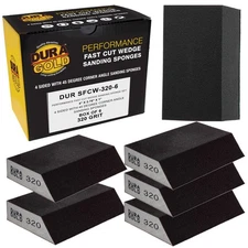 320 Grit Hand Sanding Block Sponges Angled Edge, Box of 6 - 3.9" x 2.75" Wet/Dry