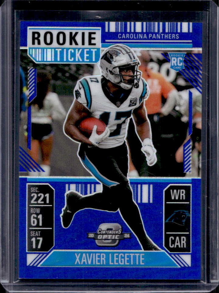 2024 Contenders Optic Xavier Legette Rookie Ticket RC Blue Prizm #40/99