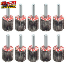 10 Pack 3/4" x 1" Mounted Flap Sanding Wheels 80 Grit 1/4" Mandrel Shank