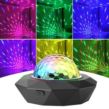 Rechargeable Disco Ball Lights, Mini RGB Party Lights Sound 1 PACK, Black
