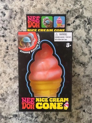 NeeDoh Nice Cream Cone Ice Cream Squishy ORANGE NEW RARE Nee Doh Authentic
