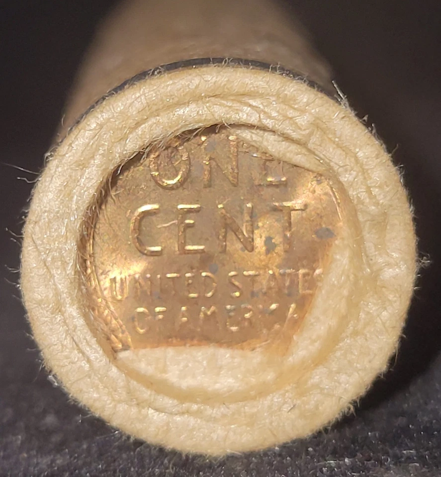 ¡¡ESTADO!! ¡¡SIN BUSCAR!! Rollo de centavo de trigo con moneda de plata antigua y extremos de colas de trigo BU Foto 2 de 4