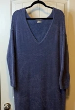 Intimately Free People Fuzzy Girls Night In Maxi Pullover Dress Sz L Periwinkle