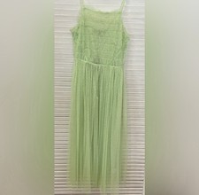 Romeo + Juliet Couture Dress Women’s Medium Green Mesh Sheer Side Zip Swiss Dot