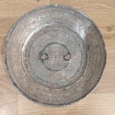 Antique Persian Tinned (Silver Plate?) Copper Talismanic Magic Plate islamic