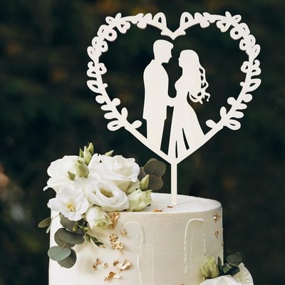 Holz Mr & Mrs Hochzeitstorte Topper 15,5 x 25,4 cm