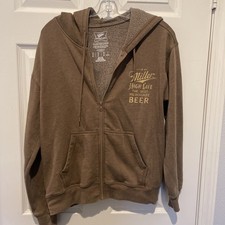 Miller High Life Full Zipper Hoodie Size Small Brown
