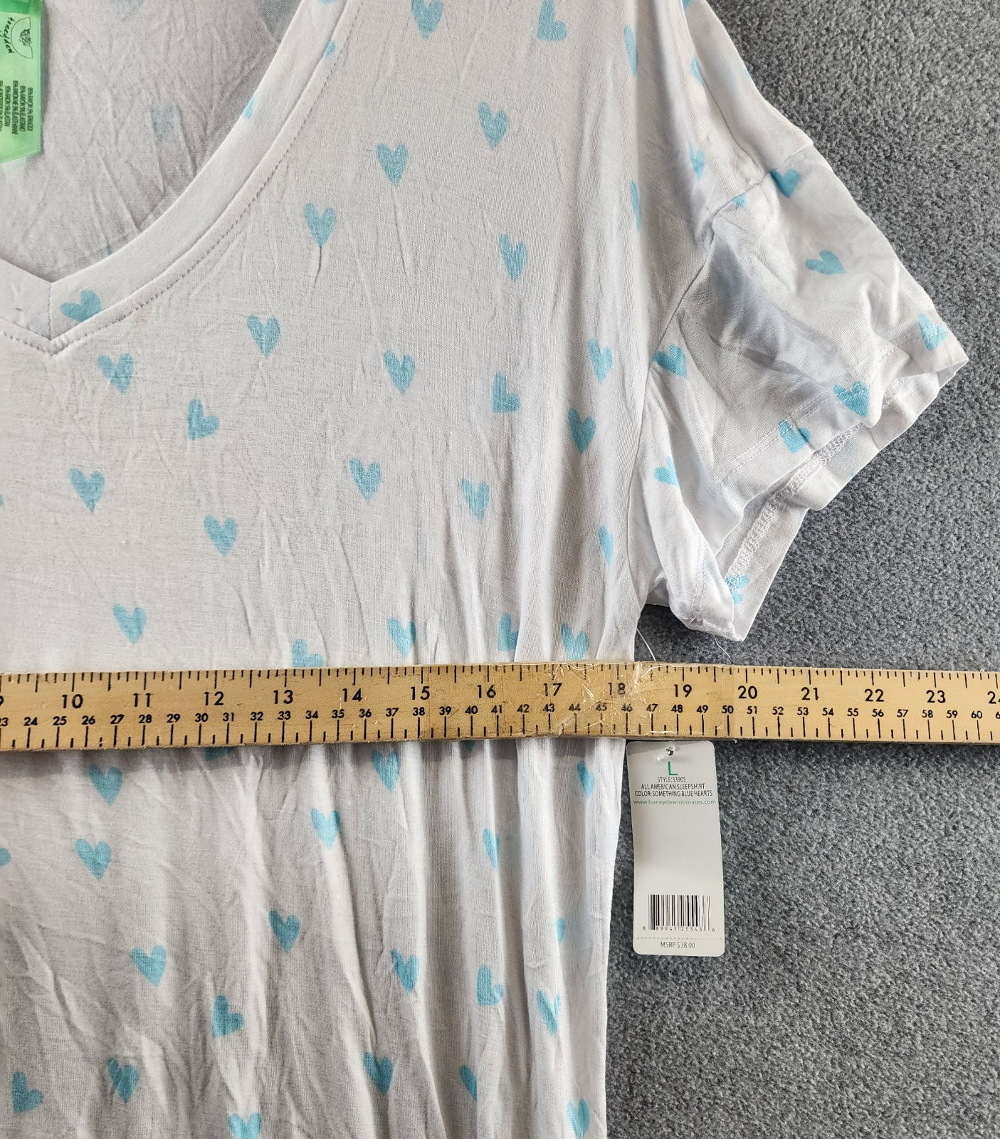 Honeydew All American Heart Print Sleepshirt Large White/Blue Hearts Pullover