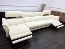 Sofology Missouri Power Recliner Large 4 Seater Sofa Off White Leather
