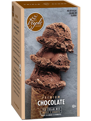 Triple Scoop Ice Cream Mix, Premium Chocolate, starter for use with home ice