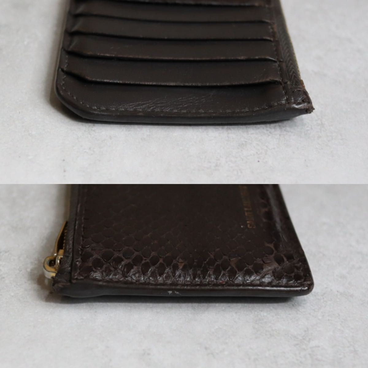 SAINT LAURENT Python Coin Cardholder Brown Leathe… - image 4