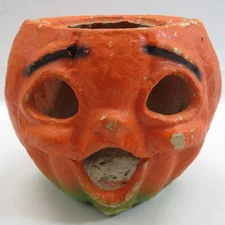 Vintage Halloween Paper Mache Jack O Lantern Pumpkin Choir Boy Lantern 5.5"