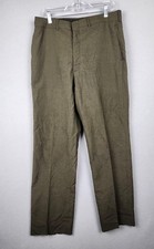 Vintage US Military Dress Trousers Mens 33L Tropical Green 2241 Wool Blend 80s