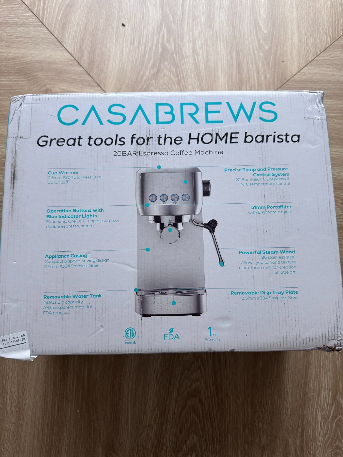 CASABREWS 3700 Essential Espresso Machine 20 Bar, Stainless Steel Cappuccino