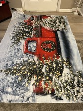 Christmas Back Drop, Red Truck , New