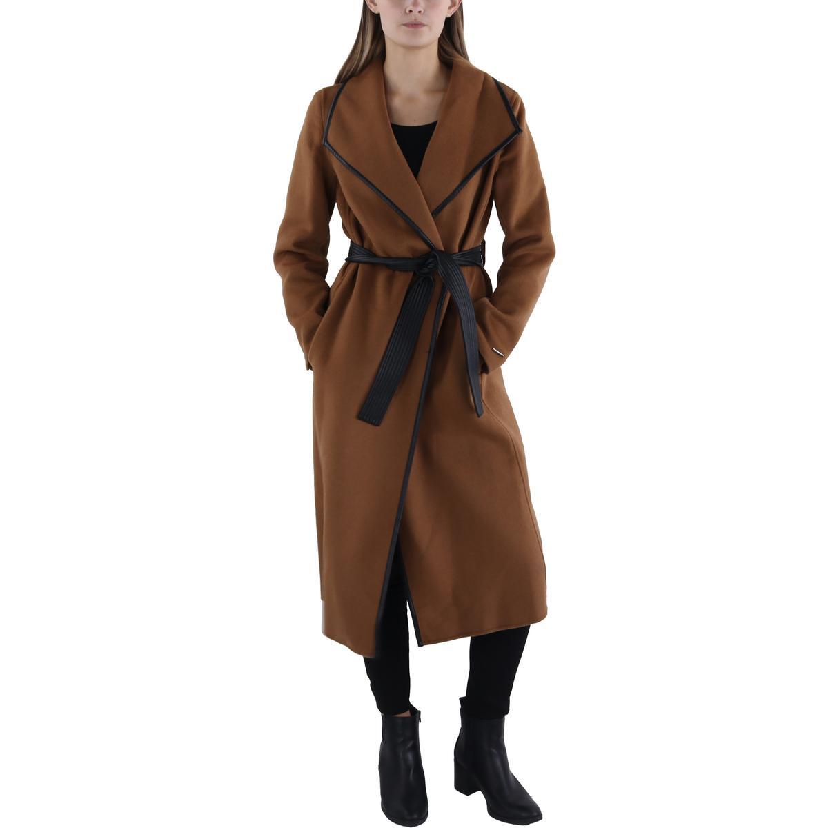 Женское шерстяное пальто Tahari Juliette Tan с поясом и запахом, верхняя одежда 2X BHFO 1242