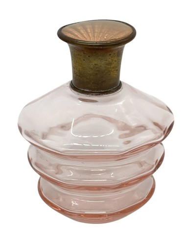 pink art deco perfume bottle with scallop lid