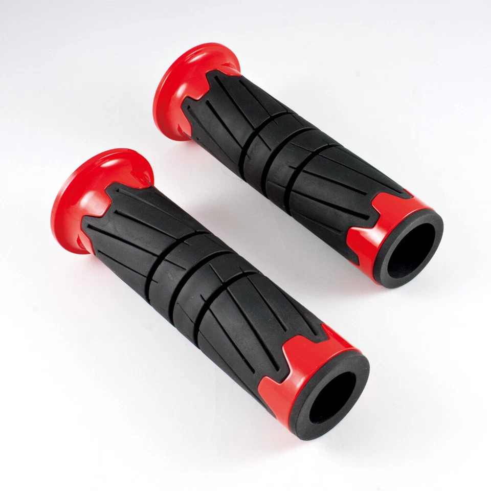 Manillar moto empuñaduras negro y rojo ajuste universal 7/8" 22mm 1" 25mm Foto 3 de 4