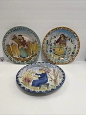 V Pinto Vietri Italy Set Of 3 Wall Hanging 3 Seasons Plates Primavera, Estate