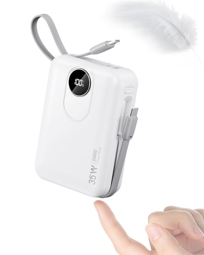 Batterie Externe 20000mAh VEEKTOMX - 4 Câbles Intégrés, Charge 5 Appareils En Même Temps, Légère Et Portable