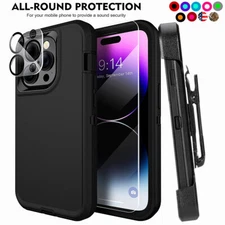 For Apple iPhone 14 13 12 11 Pro Max Defender Shockproof Case With Clip + Screen