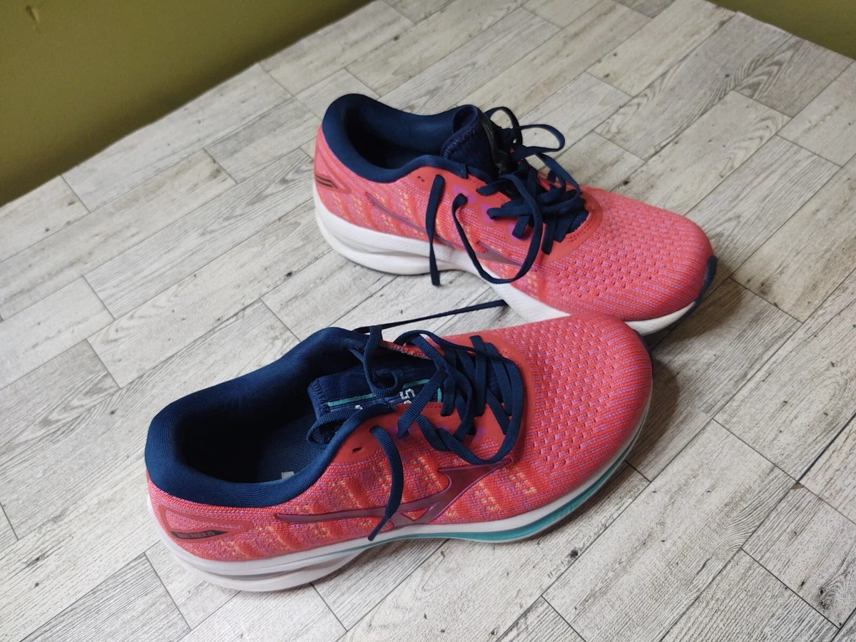 Women s Mizuno Wave Rider 25 Waveknit Shoes Pink Blue Size 10 eBay