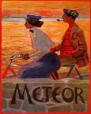 POSTER FASHION COUPLE RIDING METEOR BICYCLE BIKE CYCLE VINTAGE REPRO FREE S/H