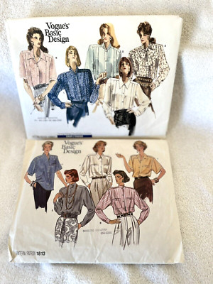 2  80s VTG Vogue Sewing BLOUSE Patterns 10 Designs #1991 & #1813 UNCUT Sz 18-24