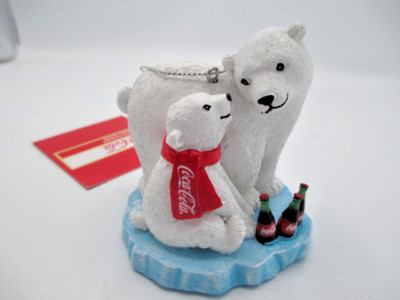 Coca-Cola Kurt Adler Christmas Ornament Polar Bear and Cub On Ice Coke ...