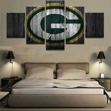 Green Bay Packers NFL Football Sports Team Logo 5 Piece Panel Canvas Wall Art