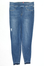 Spanx Distressed Ankle Skinny Jeans Womens Medium Blue Stretch High Rise Denim