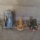 Doctor Who 6" TARDIS. Dematerialising Transparent Spin & Fly, Daleks and figures