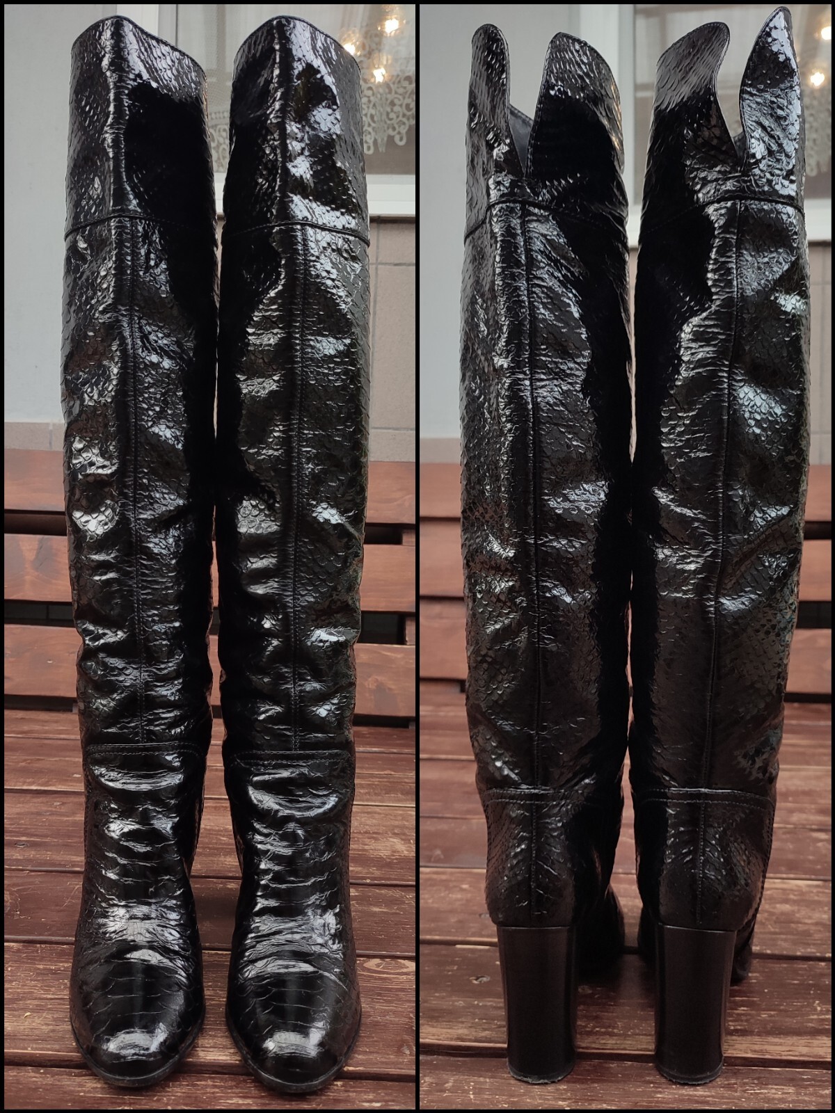 3500$ Sergio Rossi Black Knee High Python Patent … - image 16